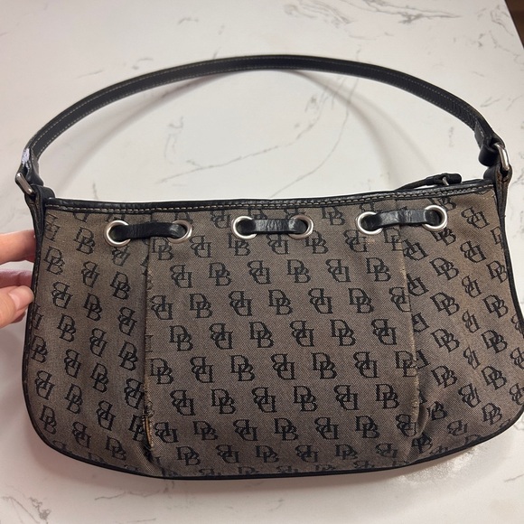 Dooney & Bourke Vintage Cloth Leather Trim Signature MonogramPurse Y2K-Pre Loved - Picture 14 of 16